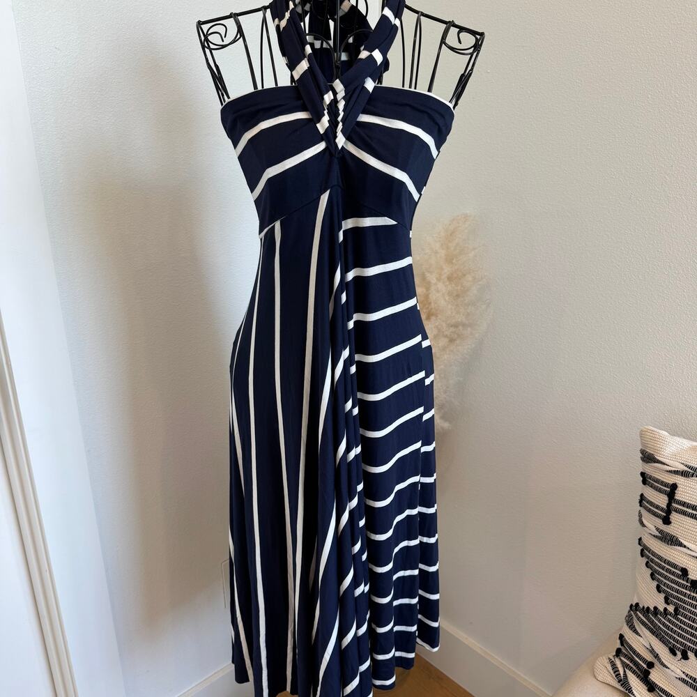 Elan Navy Stripe Convertible Dress/ Skirt- Multi Way NWT Small - Picture 2 of 8